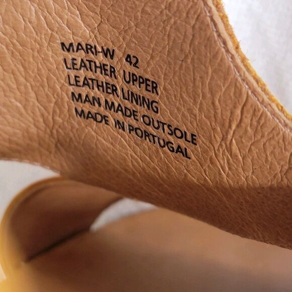 Miz Mooz Mari Yellow Ochre Sandal Back Zip Ankle Strap Size 42W 11 Wide Portugal - Picture 11 of 16